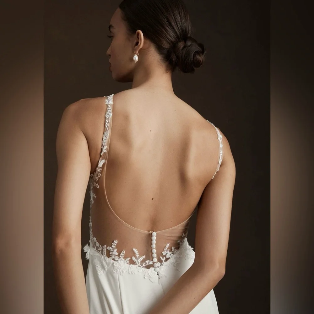 Anthropologie White Lace Wedding Dress - Picture 3 of 8